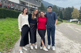 Group of people celebrating on stage