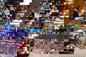 Group of people celebrating on stage