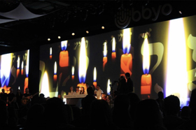 Group of people celebrating on stage