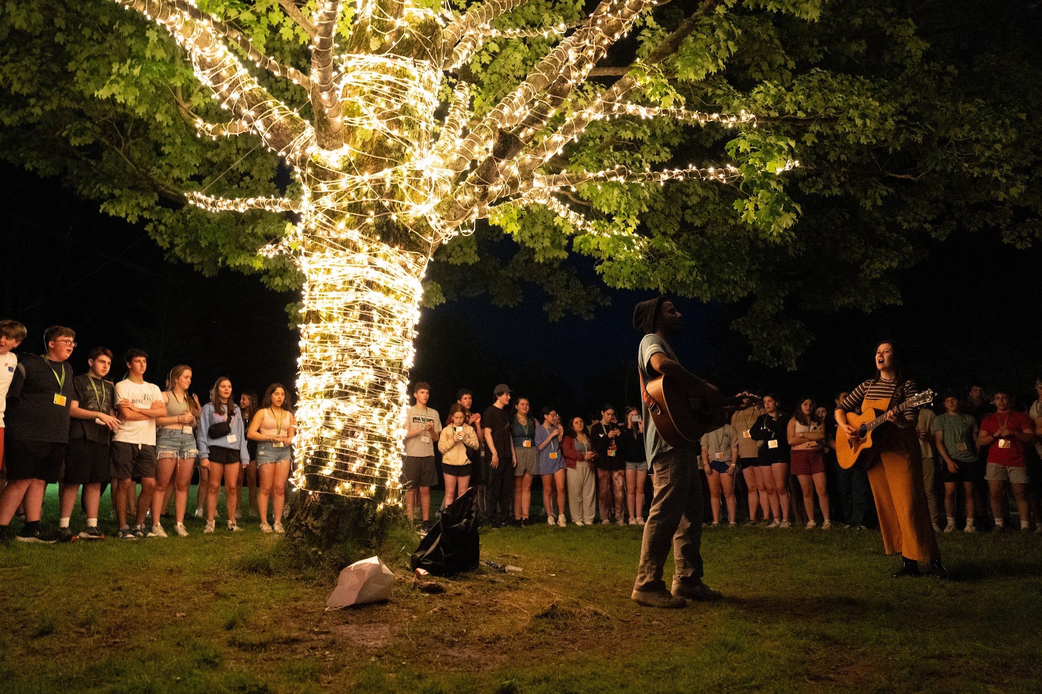 Group of people celebrating on stage