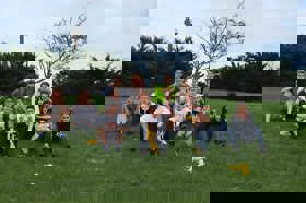 Group of people celebrating on stage