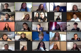 Group of people celebrating on stage