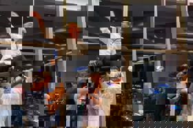 Group of people celebrating on stage