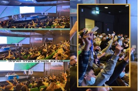 Grupo de personas celebrando en el escenario