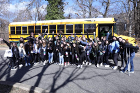 Group of people celebrating on stage