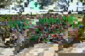 Group of people celebrating on stage